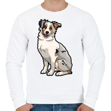 PRINTFASHION Border Collie drawing - Férfi pulóver - Fehér férfi pulóver, kardigán