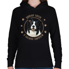 PRINTFASHION Border collie - Legjobb barát - Női kapucnis pulóver - Fekete női pulóver, kardigán