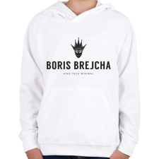 PRINTFASHION Boris Brejcha High-Tech Minimal - Gyerek kapucnis pulóver - Fehér gyerek pulóver, kardigán
