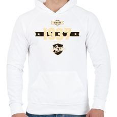 PRINTFASHION born-in-1937-cream-choco - Férfi kapucnis pulóver - Fehér