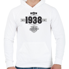 PRINTFASHION born-in-1938-(dark&lightgrey) - Férfi kapucnis pulóver - Fehér férfi pulóver, kardigán