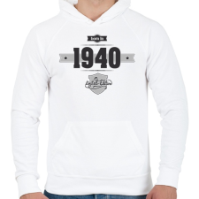 PRINTFASHION born-in-1940-(dark&lightgrey) - Férfi kapucnis pulóver - Fehér férfi pulóver, kardigán