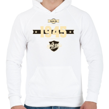 PRINTFASHION born-in-1945-cream-choco - Férfi kapucnis pulóver - Fehér férfi pulóver, kardigán