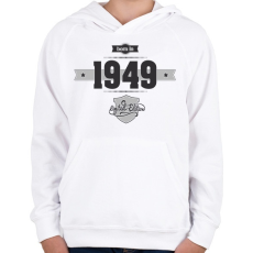 PRINTFASHION born-in-1949-(dark&lightgrey) - Gyerek kapucnis pulóver - Fehér