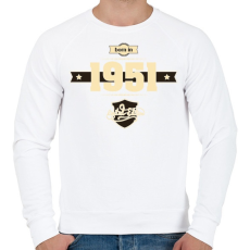 PRINTFASHION born-in-1951-cream-choco - Férfi pulóver - Fehér
