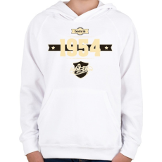 PRINTFASHION born-in-1954-cream-choco - Gyerek kapucnis pulóver - Fehér