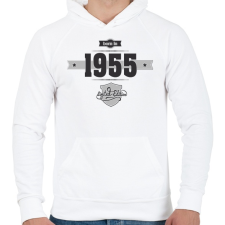 PRINTFASHION born-in-1955-(dark&lightgrey) - Férfi kapucnis pulóver - Fehér férfi pulóver, kardigán