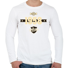 PRINTFASHION born-in-1958-cream-choco - Férfi hosszú ujjú póló - Fehér férfi póló