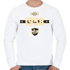 PRINTFASHION born-in-1958-cream-choco - Férfi pulóver - Fehér