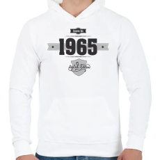 PRINTFASHION born-in-1965-(dark&lightgrey) - Férfi kapucnis pulóver - Fehér