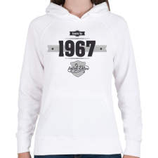PRINTFASHION born-in-1967-(dark&lightgrey) - Női kapucnis pulóver - Fehér női pulóver, kardigán