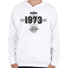 PRINTFASHION born-in-1973-(dark&lightgrey) - Gyerek kapucnis pulóver - Fehér gyerek pulóver, kardigán