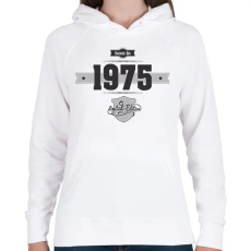 PRINTFASHION born-in-1975-(dark&lightgrey) - Női kapucnis pulóver - Fehér