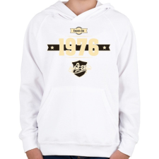 PRINTFASHION born-in-1976-cream-choco - Gyerek kapucnis pulóver - Fehér gyerek pulóver, kardigán