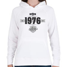 PRINTFASHION born-in-1976-(dark&lightgrey) - Női kapucnis pulóver - Fehér női pulóver, kardigán