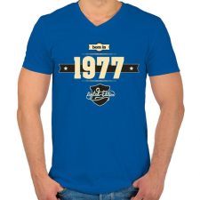 PRINTFASHION born-in-1977-cream-choco - Férfi V-nyakú póló - Királykék férfi póló