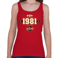 PRINTFASHION born-in-1981-cream-choco - Női atléta - Cseresznyepiros női trikó