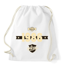 PRINTFASHION born-in-1986-cream-choco - Sportzsák, Tornazsák - Fehér tornazsák