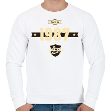 PRINTFASHION born-in-1987-cream-choco - Férfi pulóver - Fehér férfi pulóver, kardigán