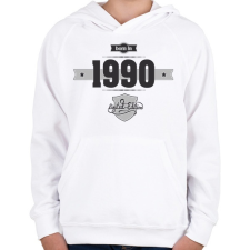 PRINTFASHION born-in-1990-(dark&lightgrey) - Gyerek kapucnis pulóver - Fehér gyerek pulóver, kardigán