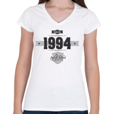PRINTFASHION born-in-1994-(dark&lightgrey) - Női V-nyakú póló - Fehér