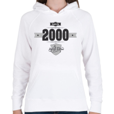 PRINTFASHION born-in-2000-(dark&lightgrey) - Női kapucnis pulóver - Fehér