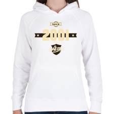 PRINTFASHION born-in-2001-cream-choco - Női kapucnis pulóver - Fehér női pulóver, kardigán