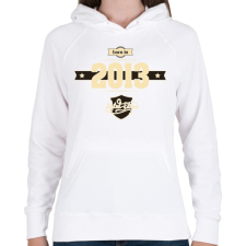 PRINTFASHION born-in-2013-cream-choco - Női kapucnis pulóver - Fehér női pulóver, kardigán