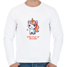 PRINTFASHION Born to be an unicorn - Férfi pulóver - Fehér férfi pulóver, kardigán