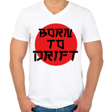 PRINTFASHION Born to drift - Férfi V-nyakú póló - Fehér férfi póló