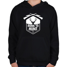 PRINTFASHION Born to hunt - Gyerek kapucnis pulóver - Fekete