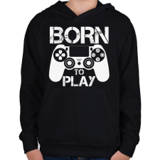 PRINTFASHION Born to play - Gyerek kapucnis pulóver - Fekete gyerek pulóver, kardigán
