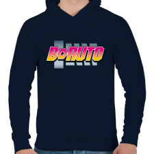 PRINTFASHION BORUTO logo színes - Férfi kapucnis pulóver - Sötétkék férfi pulóver, kardigán