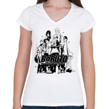 PRINTFASHION Boruto - Női V-nyakú póló - Fehér női póló