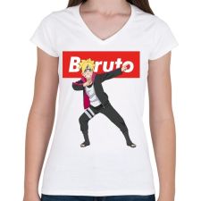PRINTFASHION Boruto Uzumaki - Női V-nyakú póló - Fehér női póló