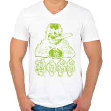 PRINTFASHION BOSS a főnök - Férfi V-nyakú póló - Fehér férfi póló