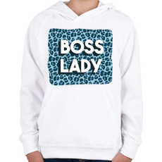 PRINTFASHION Boss lady - Gyerek kapucnis pulóver - Fehér