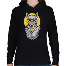 PRINTFASHION Bosscat - Női kapucnis pulóver - Fekete női pulóver, kardigán