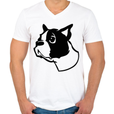 PRINTFASHION Boston terrier - Draw - Férfi V-nyakú póló - Fehér