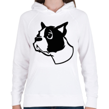 PRINTFASHION Boston terrier - Draw - Női kapucnis pulóver - Fehér női pulóver, kardigán