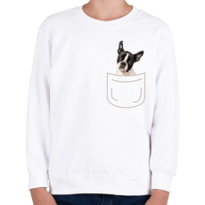 PRINTFASHION Boston terrier kölyök zsebben - Gyerek pulóver - Fehér
