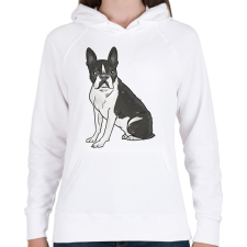 PRINTFASHION Boston terrier - Női kapucnis pulóver - Fehér női pulóver, kardigán