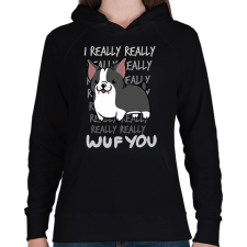 PRINTFASHION Boston terrier - Női kapucnis pulóver - Fekete női pulóver, kardigán