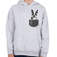 PRINTFASHION Boston Terrier - zseb - Gyerek kapucnis pulóver - Sport szürke gyerek pulóver, kardigán