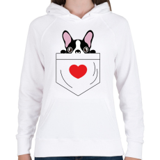 PRINTFASHION Boston Terrier zsebben - Női kapucnis pulóver - Fehér