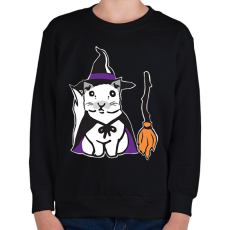 PRINTFASHION boszorkány cica - Gyerek pulóver - Fekete