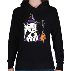 PRINTFASHION boszorkány cica - Női kapucnis pulóver - Fekete
