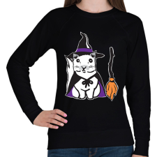 PRINTFASHION boszorkány cica - Női pulóver - Fekete női pulóver, kardigán
