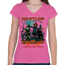 PRINTFASHION Boszorkányégetés - Női V-nyakú póló - Rózsaszín női póló