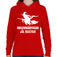PRINTFASHION Boszorkányosan vezetek - Női kapucnis pulóver - Piros